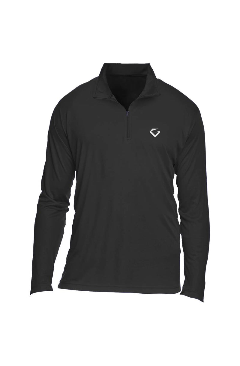 Black - long-sleeve athletic shirt with a logo on a white background