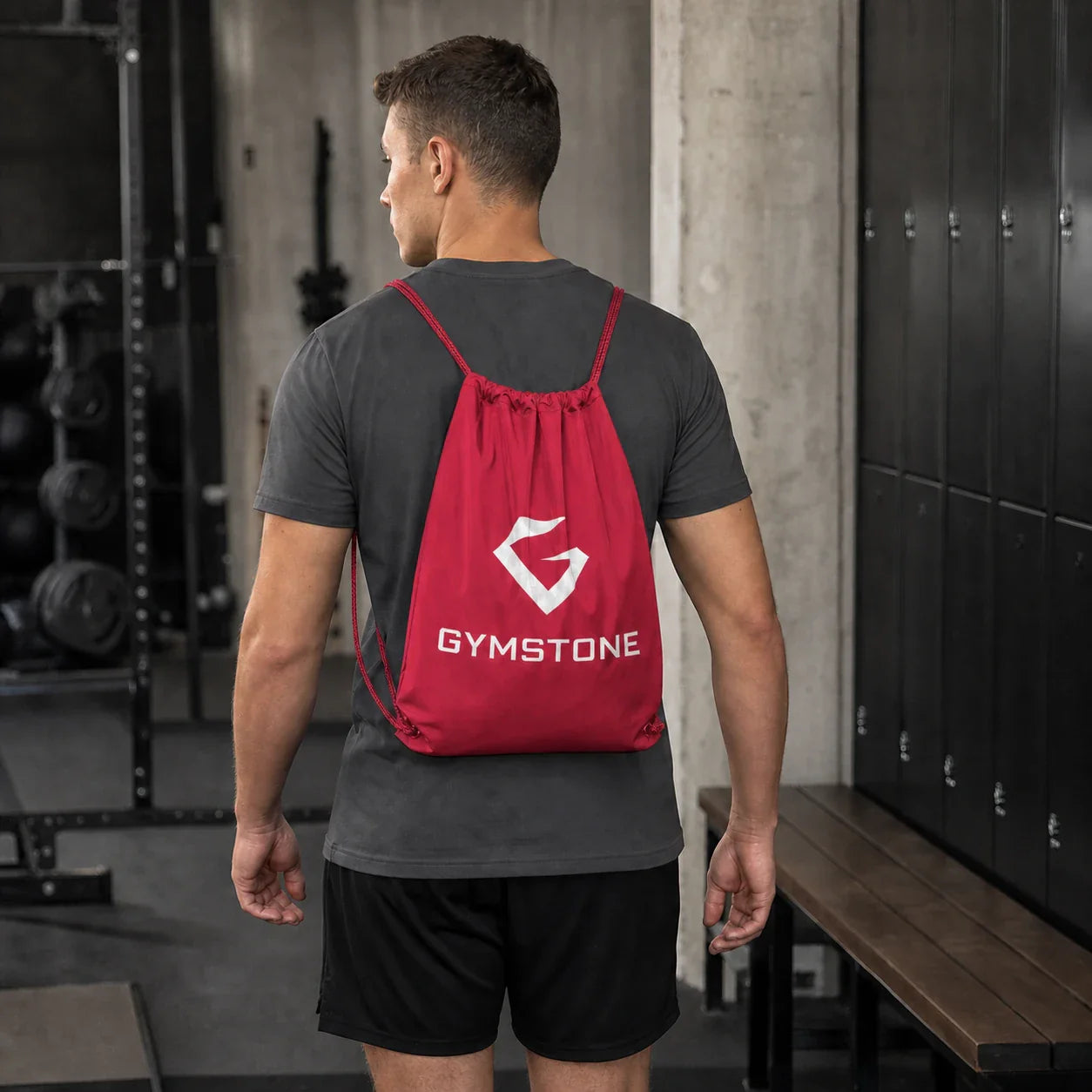 Red - GYMSTONE Drawstring Pack Worn Scale