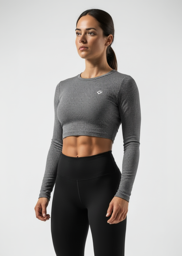 GYMSTONE Ribbed Long Sleeve Crop