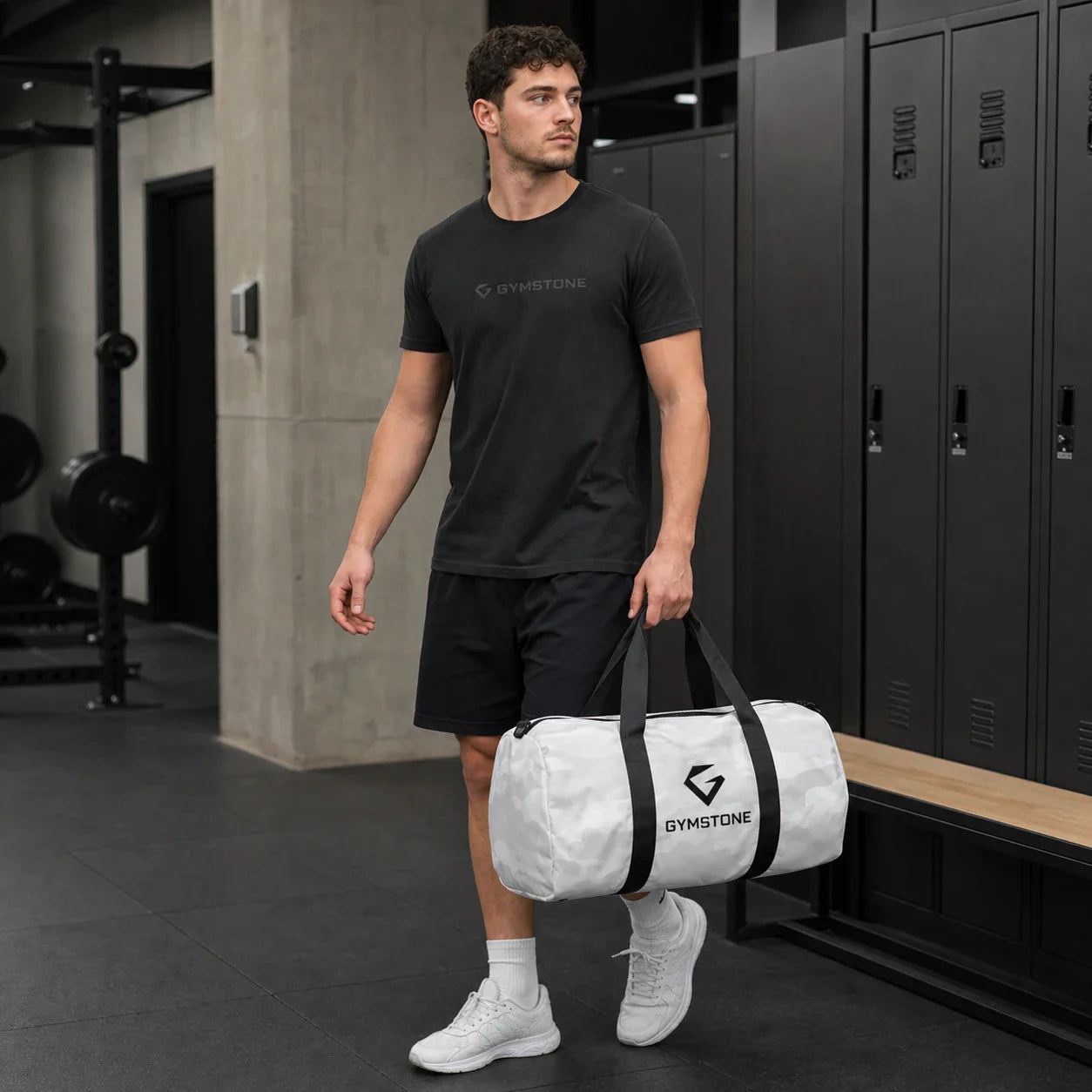 White Camo - GYMSTONE Training Duffle Carried For Scale