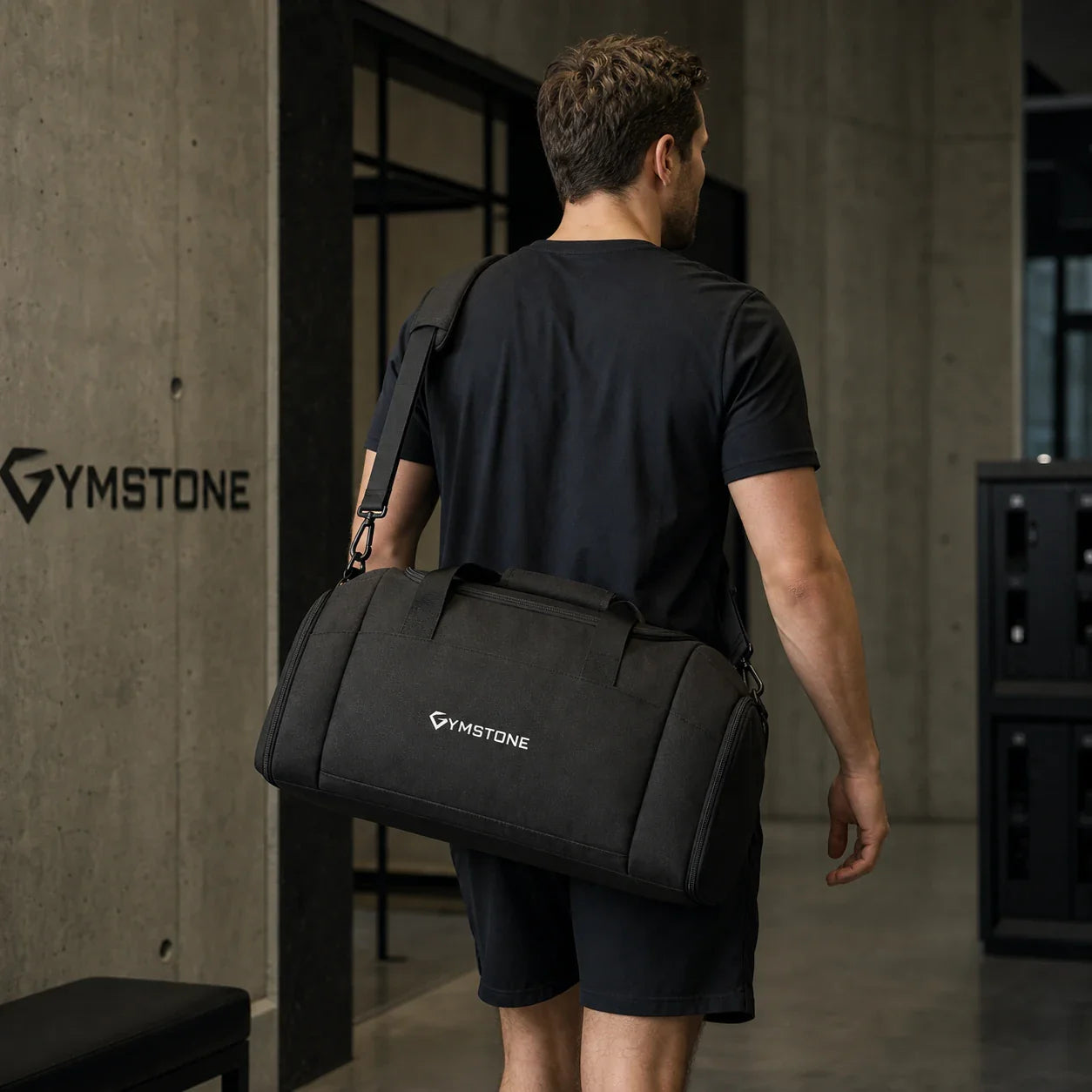 Black - GYMSTONE Travel Duffle Shoulder Carry