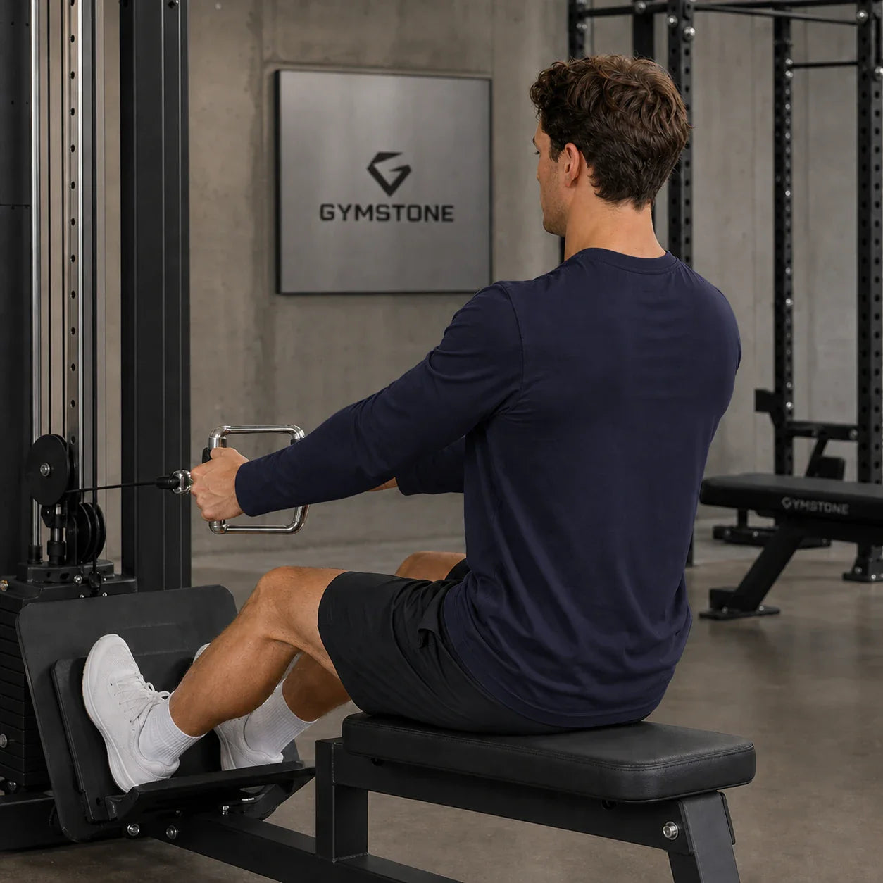 Navy - Men's Ascend Long Sleeve Rear Side Movement