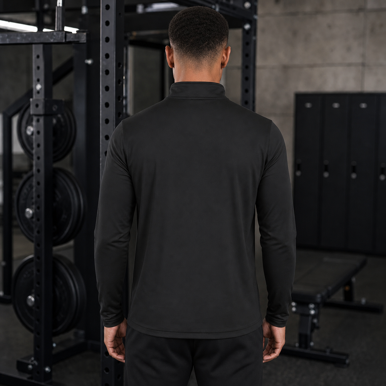 Black - Men's Ascend Quarter Zip Rear View