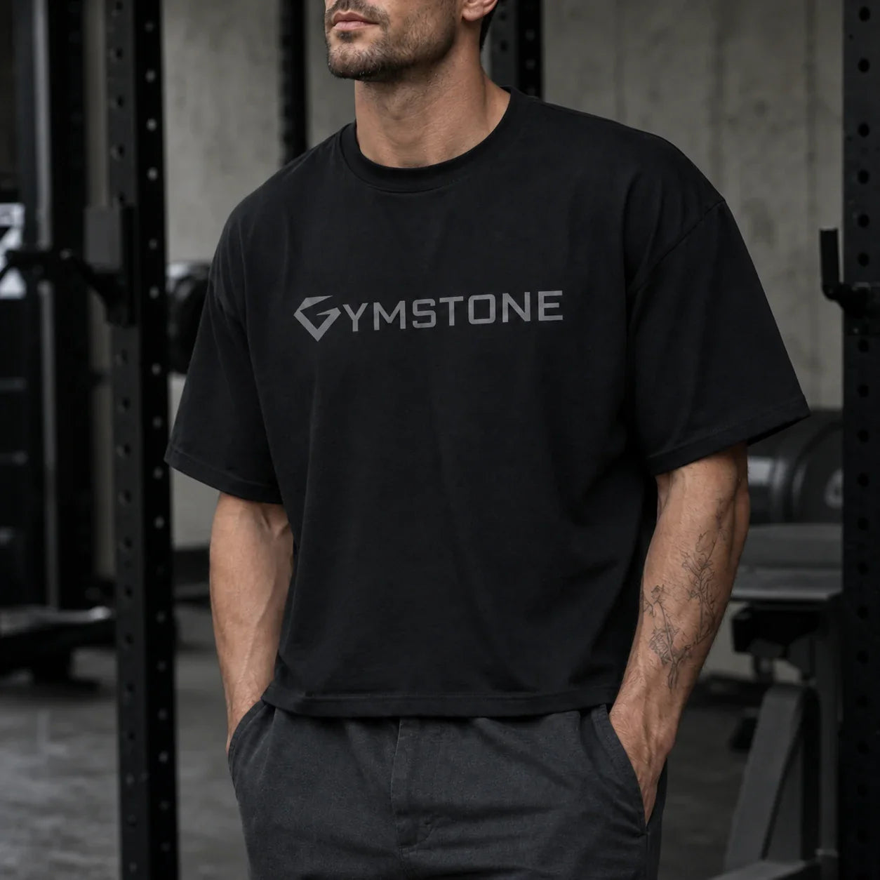Black - Men's Forge Box Tee Heavyweight Neckline Detail