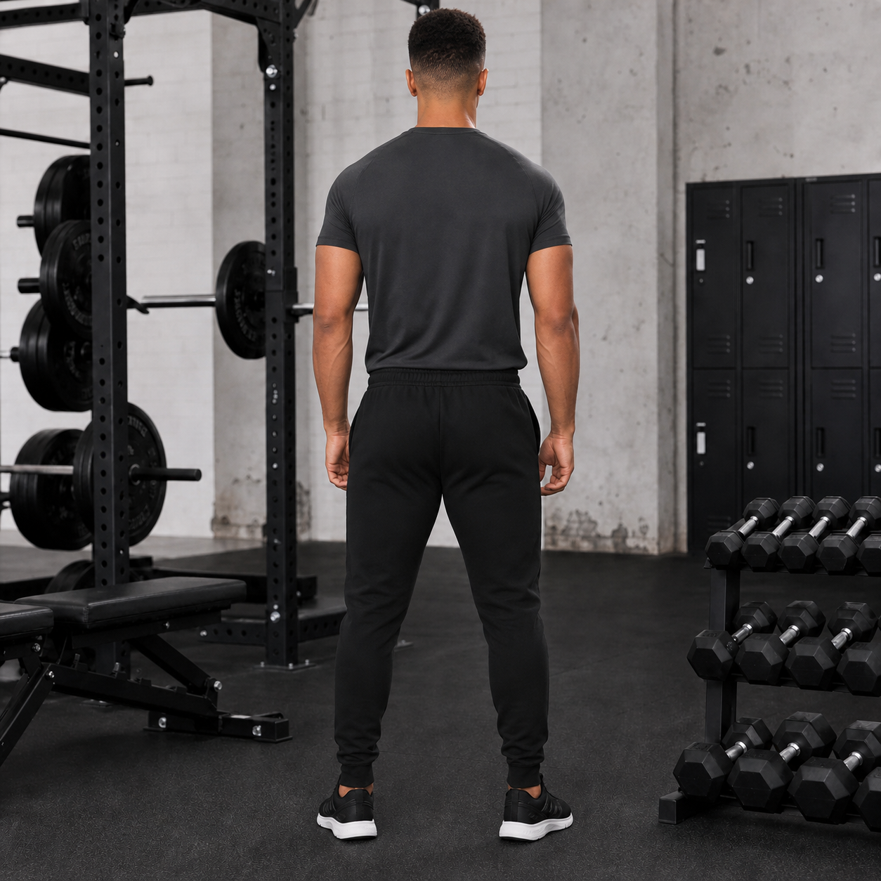 Black - Men's Forge Sweatpants Rear View