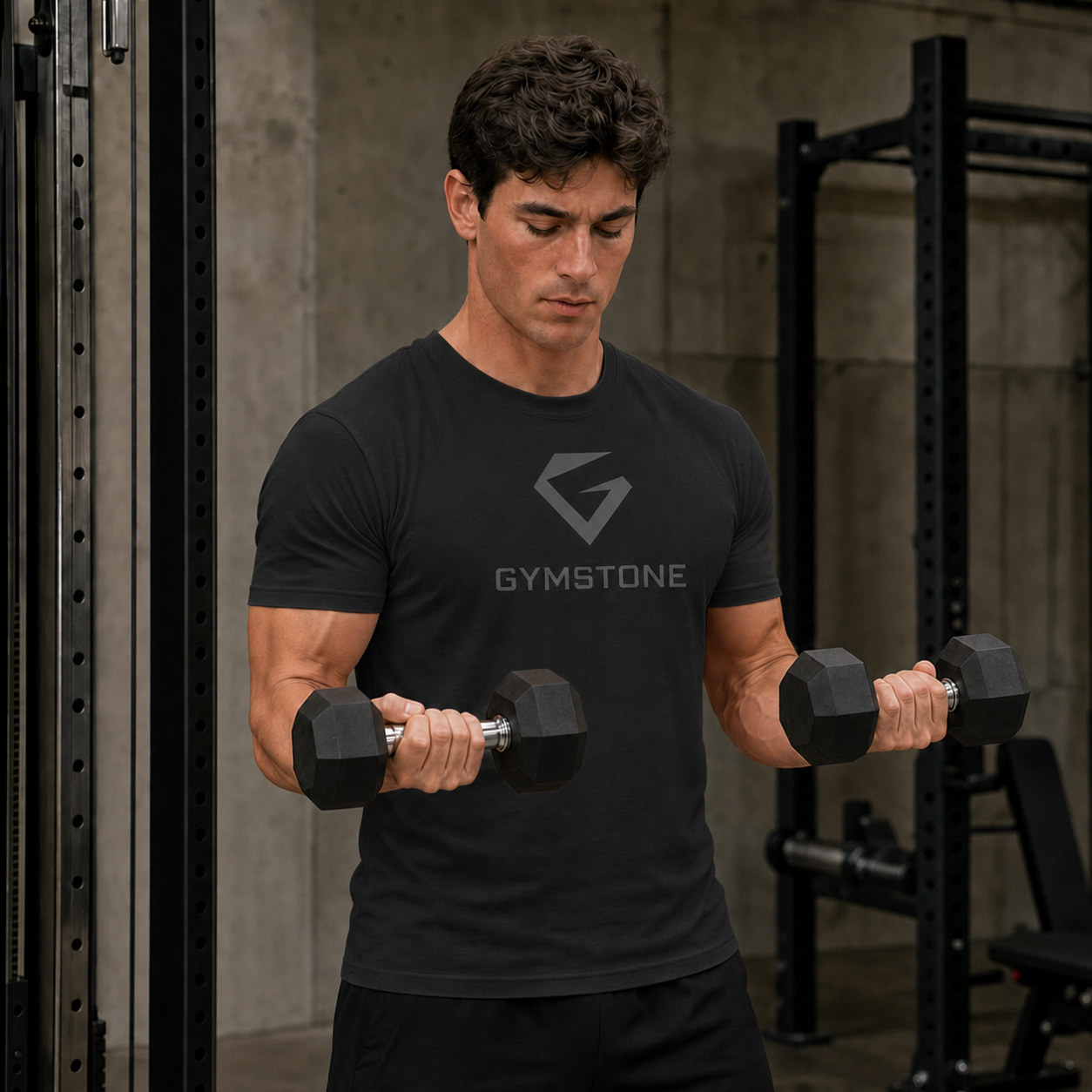 Black - Men's Origin Tee Dumbbell Curl