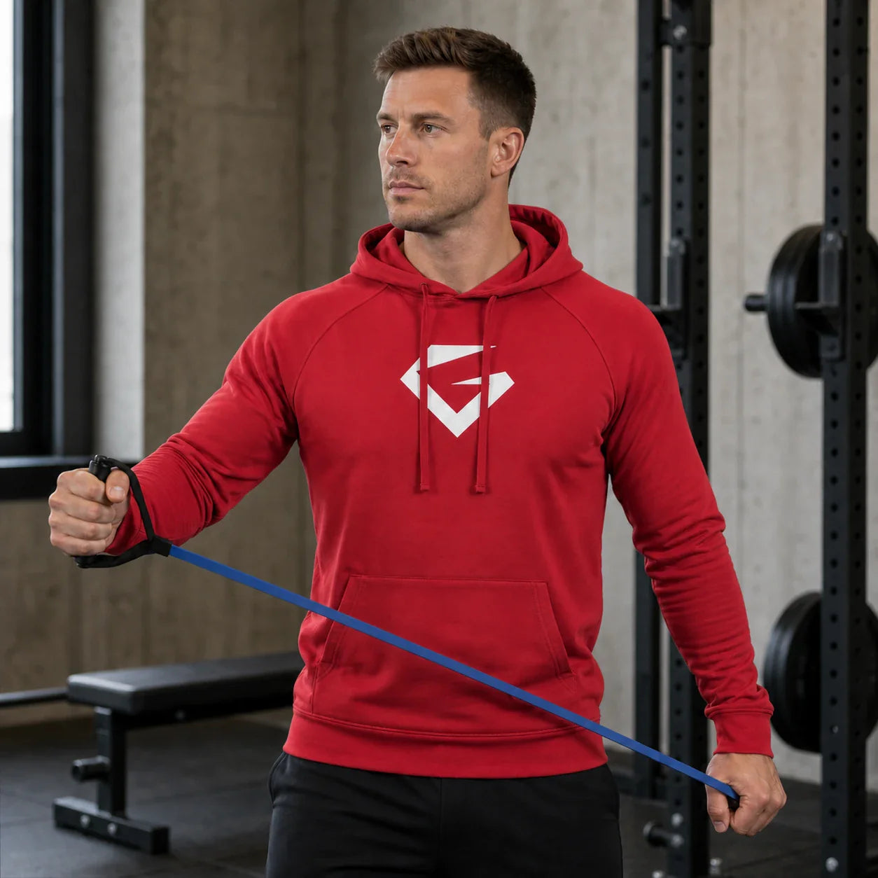 True Red - Men's Pursuit Hoodie Warmup Movement