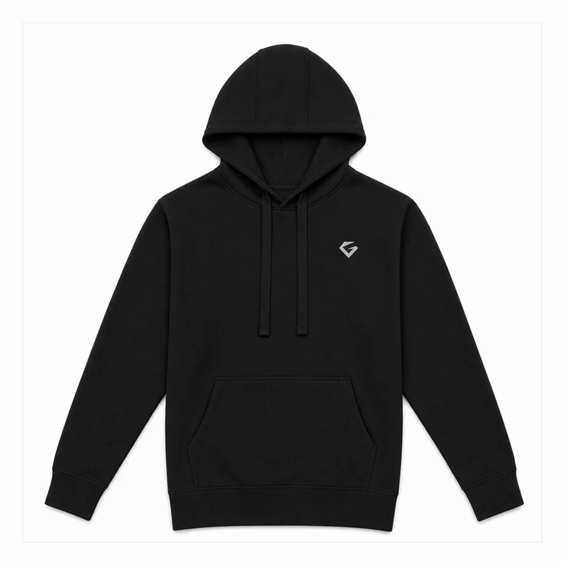 Black - Women's Forge Hoodie overhead flat lay with two-seam hood construction