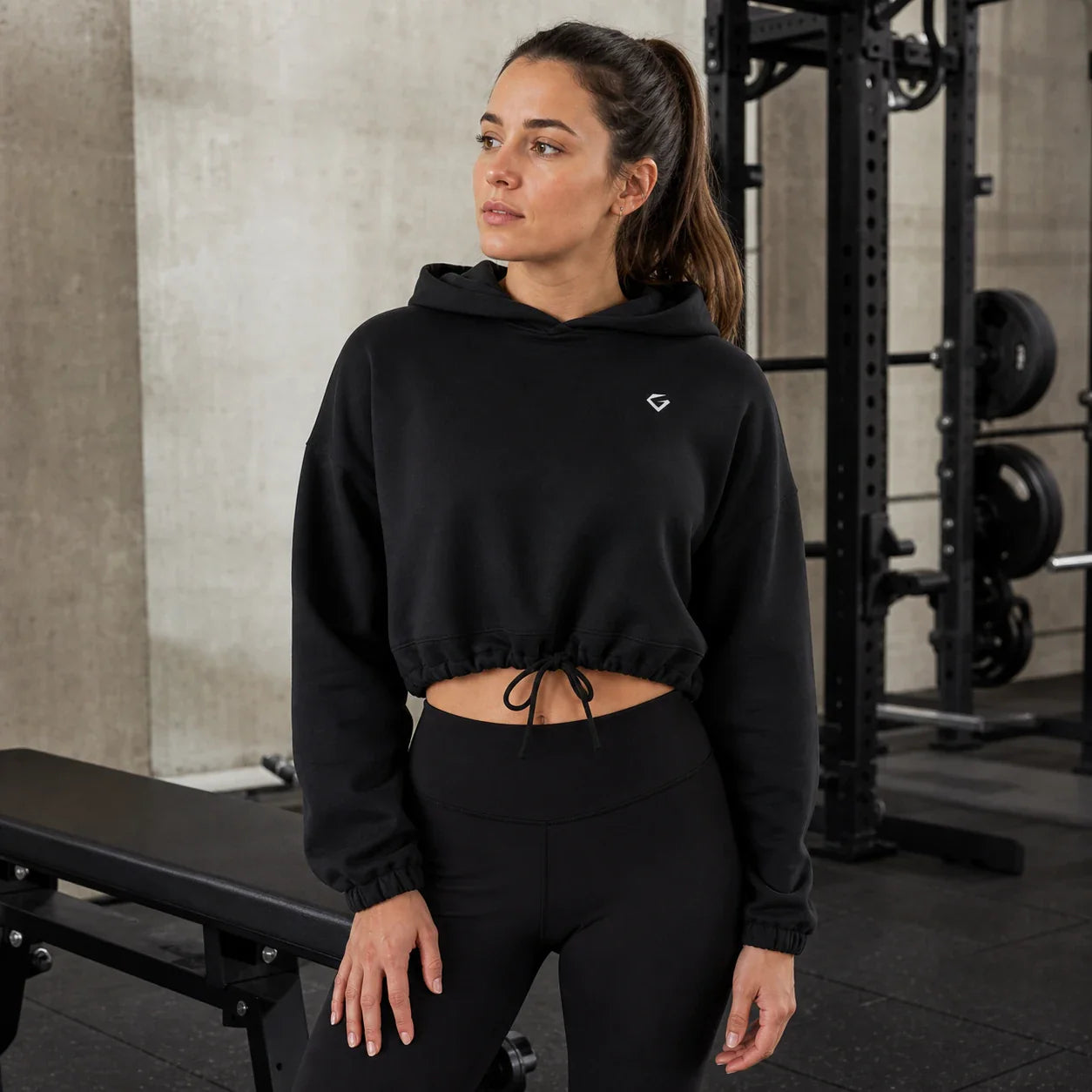 Black - Women's Forge Cropped Hoodie Recovery Layering