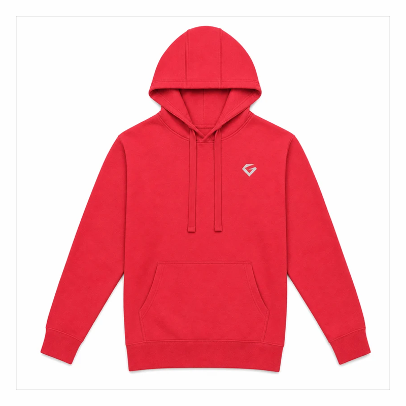 Team Red - Women's Forge Hoodie overhead flat lay with two-seam hood construction