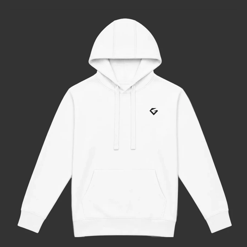 White - Women's Forge Hoodie overhead flat lay with two-seam hood construction