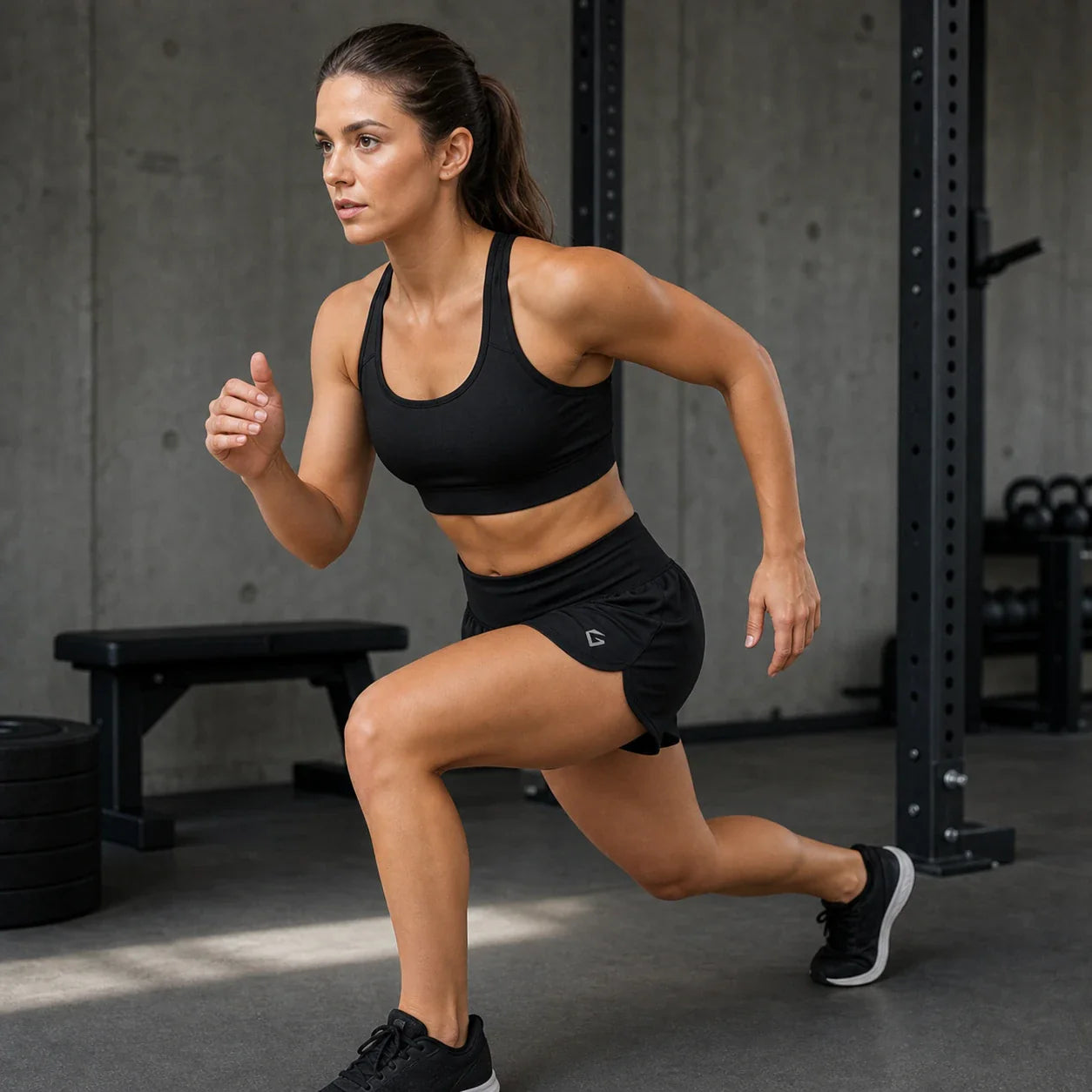 Black - Women's Pursuit Short Sprint Lunge Detail
